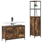 Juego de muebles de baño con cajón 2 pcs Roble Ahumado y Negro