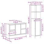 Juego de muebles de baño con cajón 2 pcs Roble Ahumado y Negro