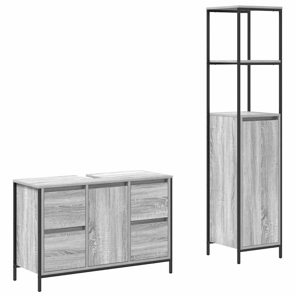 Juego de muebles de baño con cajón 2 pcs Gris sonoma y Negro