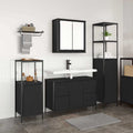 Juego de muebles de baño 3 pcs Roble Negro Madera contrachapada