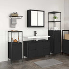 Juego de muebles de baño 3 pcs Roble Negro Madera contrachapada