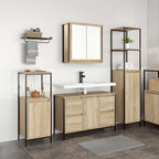 Juego de muebles de baño con cajón 3 pcs Roble Sonoma y Negro