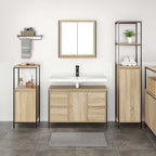 Juego de muebles de baño con cajón 3 pcs Roble Sonoma y Negro