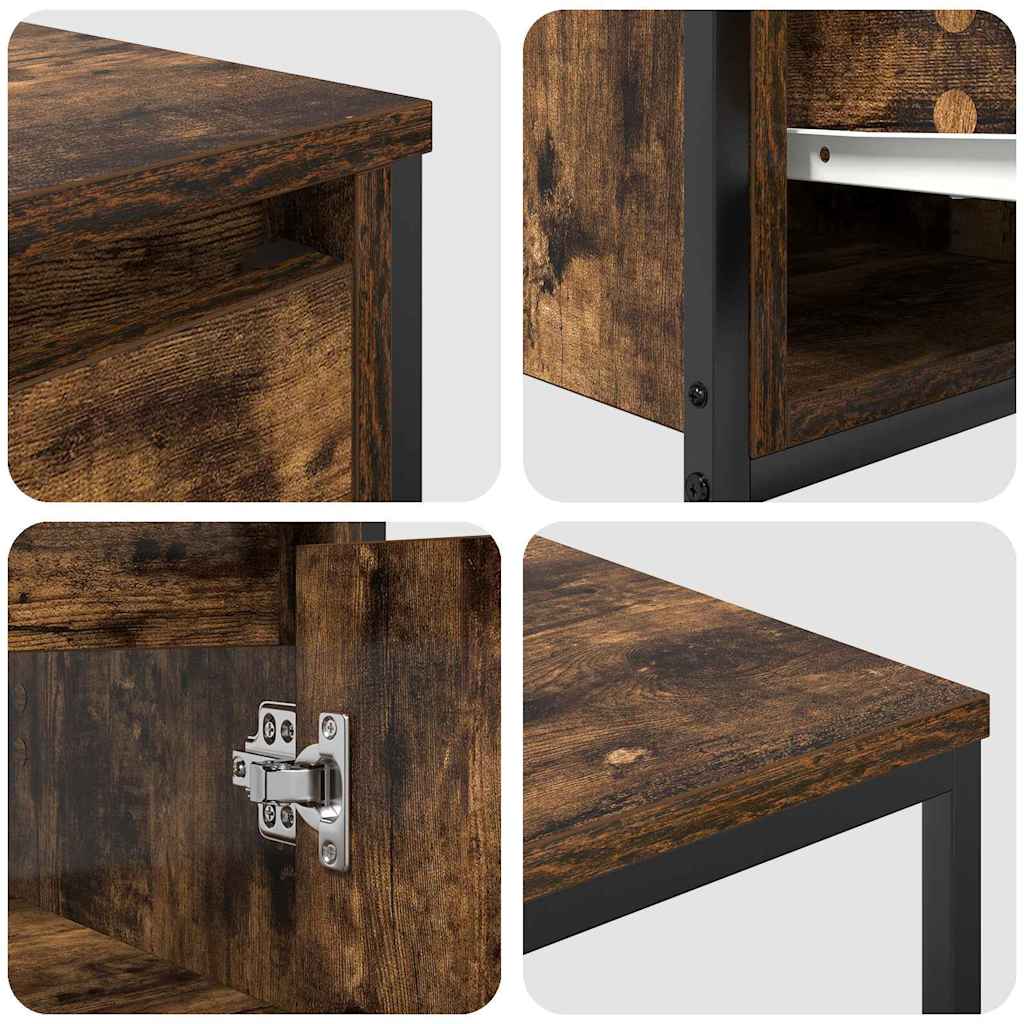 Juego de muebles de baño con cajón 3 pcs Roble Ahumado y Negro