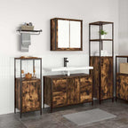 Juego de muebles de baño con cajón 3 pcs Roble Ahumado y Negro