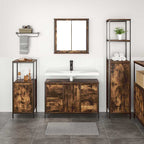 Juego de muebles de baño con cajón 3 pcs Roble Ahumado y Negro