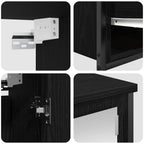 Juego de muebles de baño 5 pcs Roble Negro Madera de ingeniería