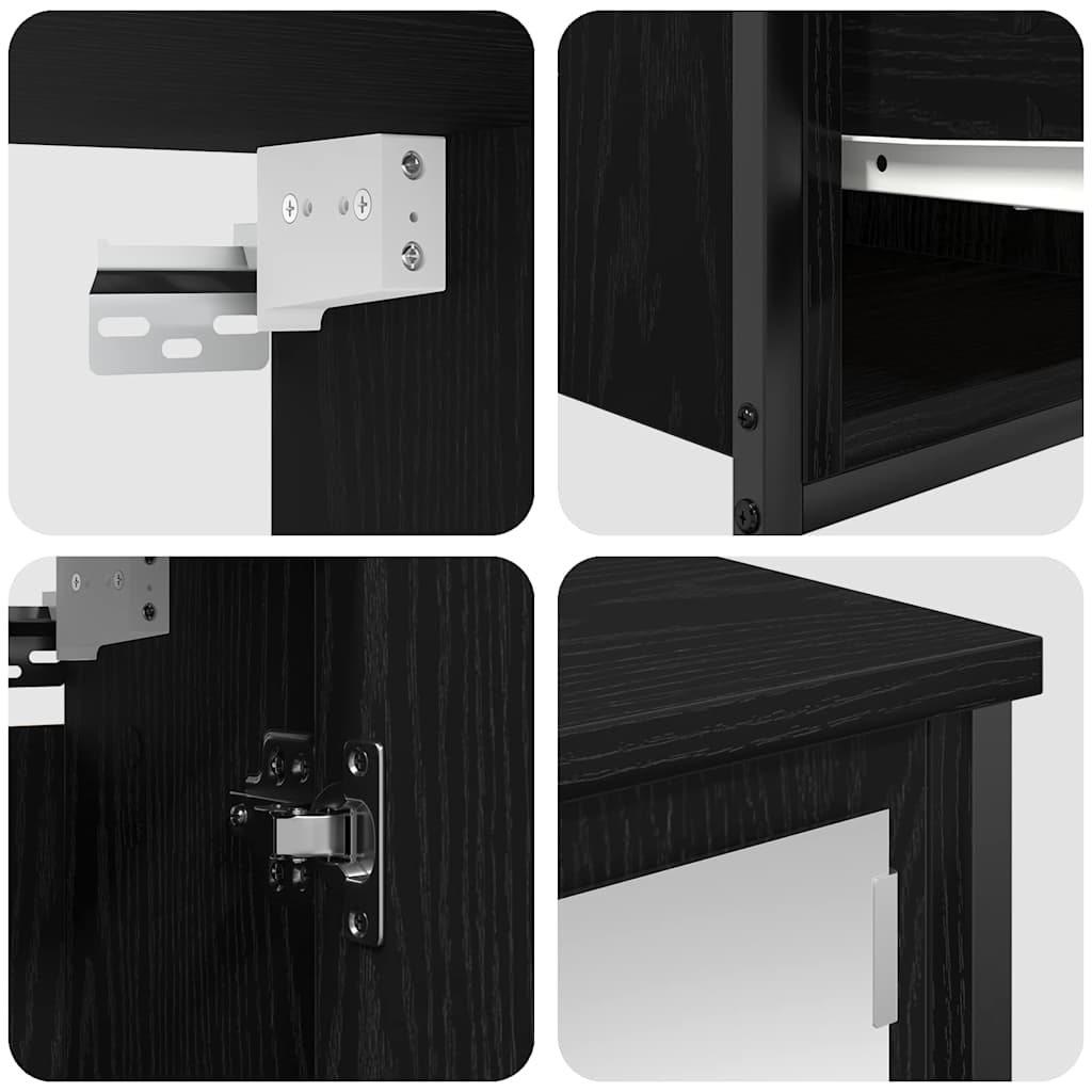 Juego de muebles de baño 5 pcs Roble Negro Madera de ingeniería