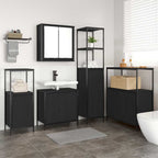 Juego de muebles de baño 5 pcs Roble Negro Madera de ingeniería
