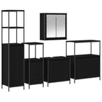 Juego de muebles de baño 5 pcs Roble Negro Madera de ingeniería