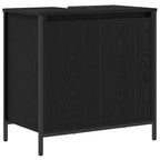 Juego de muebles de baño 5 pcs Roble Negro Madera de ingeniería