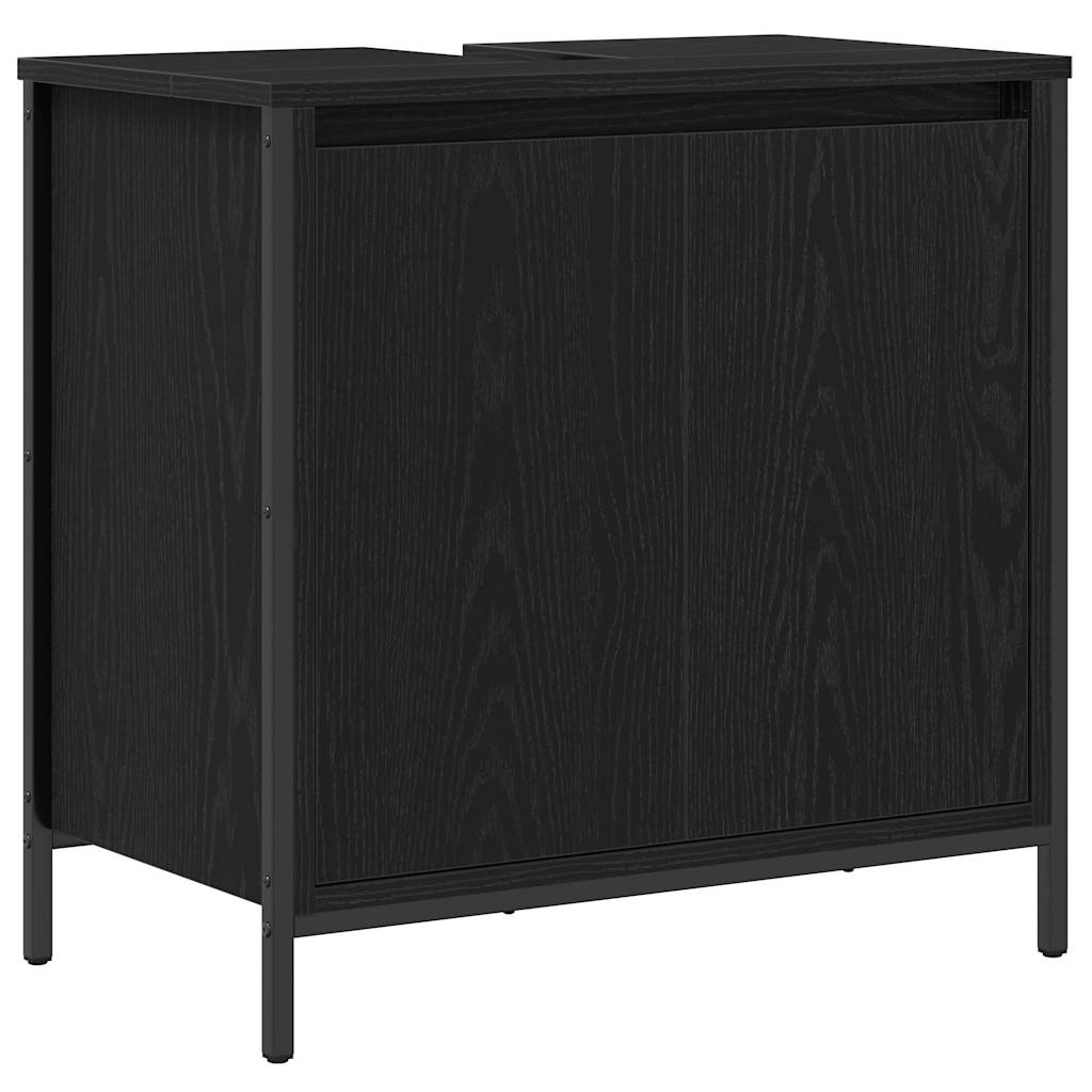 Juego de muebles de baño 5 pcs Roble Negro Madera de ingeniería