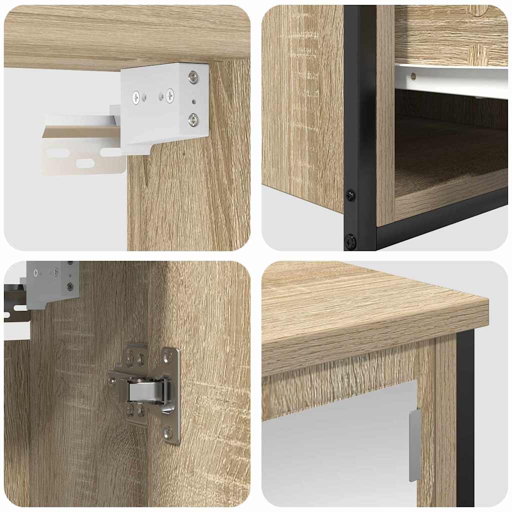 Juego de muebles de baño con estante 5 pcs Roble Sonoma y Negro