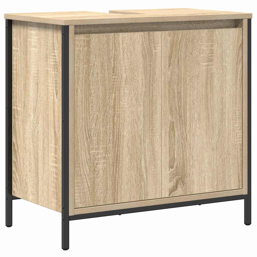Juego de muebles de baño con estante 5 pcs Roble Sonoma y Negro