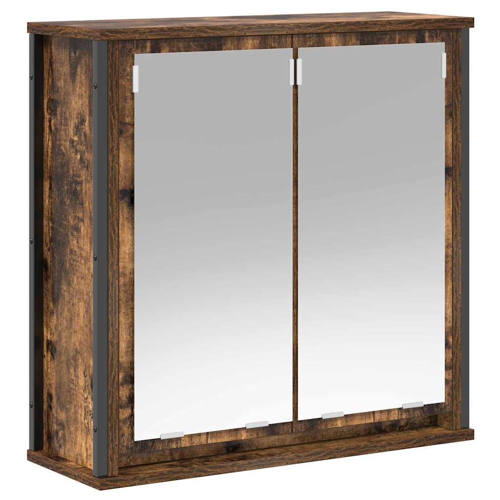 Juego de muebles de baño con puerta 5 pcs Roble Ahumado y Negro
