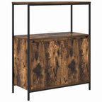 Juego de muebles de baño con puerta 5 pcs Roble Ahumado y Negro