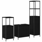 Juego de muebles de baño 3 pcs Roble Negro Madera de ingeniería