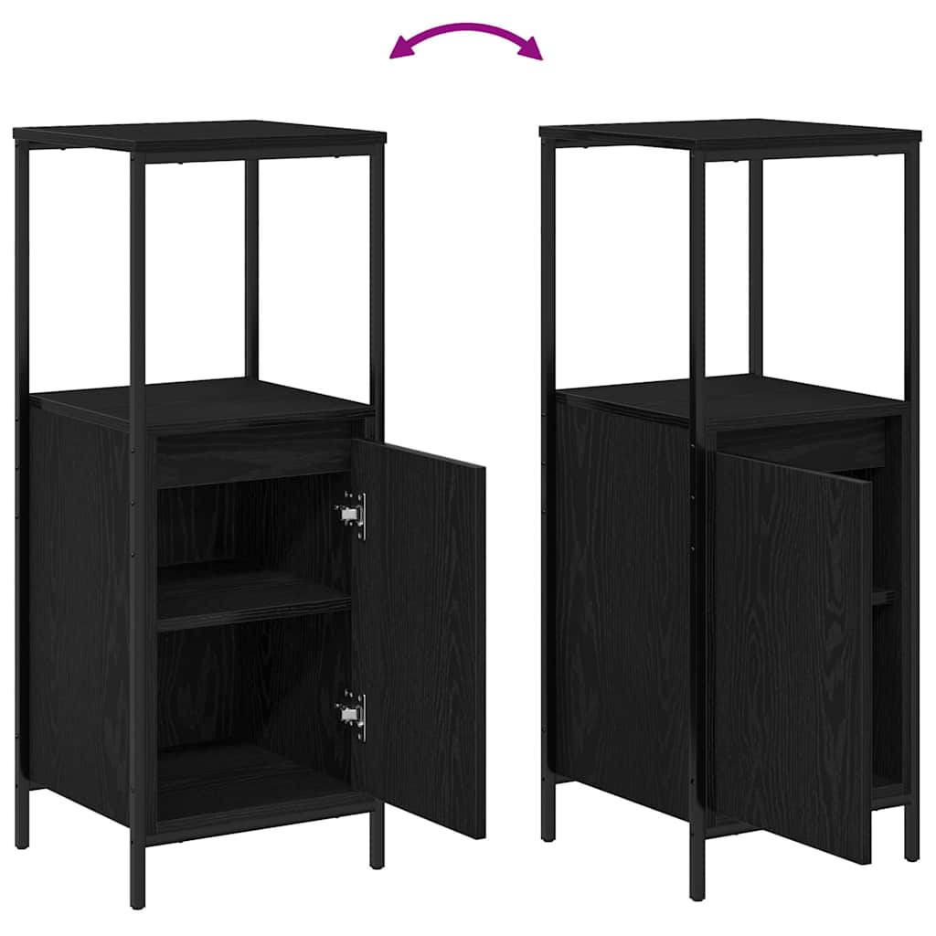 Juego de muebles de baño 3 pcs Roble Negro Madera de ingeniería