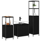 Juego de muebles de baño 3 pcs Roble Negro Madera de ingeniería