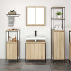 Juego de muebles de baño con estante 3 pcs Roble Sonoma y Negro