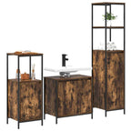 Juego de muebles de baño con puerta 3 pcs Roble Ahumado y Negro