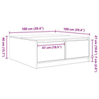 Mesa de centro con cajones blanca 100x100x40 cm