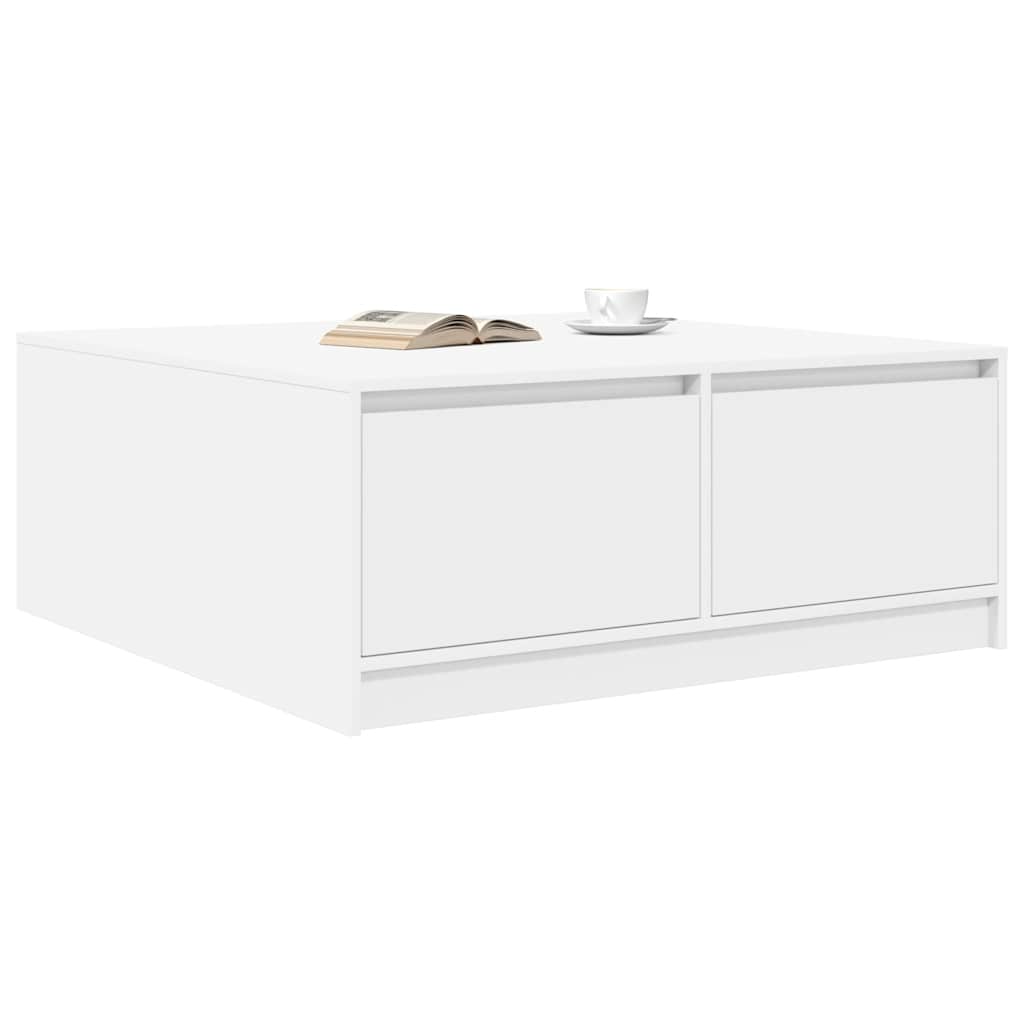 Mesa de centro con cajones blanca 100x100x40 cm