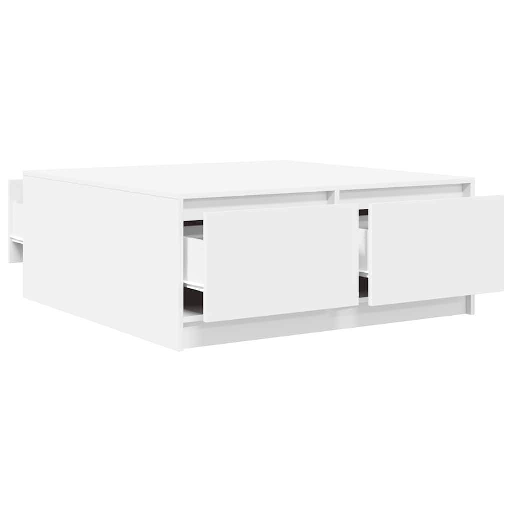Mesa de centro con cajones blanca 100x100x40 cm