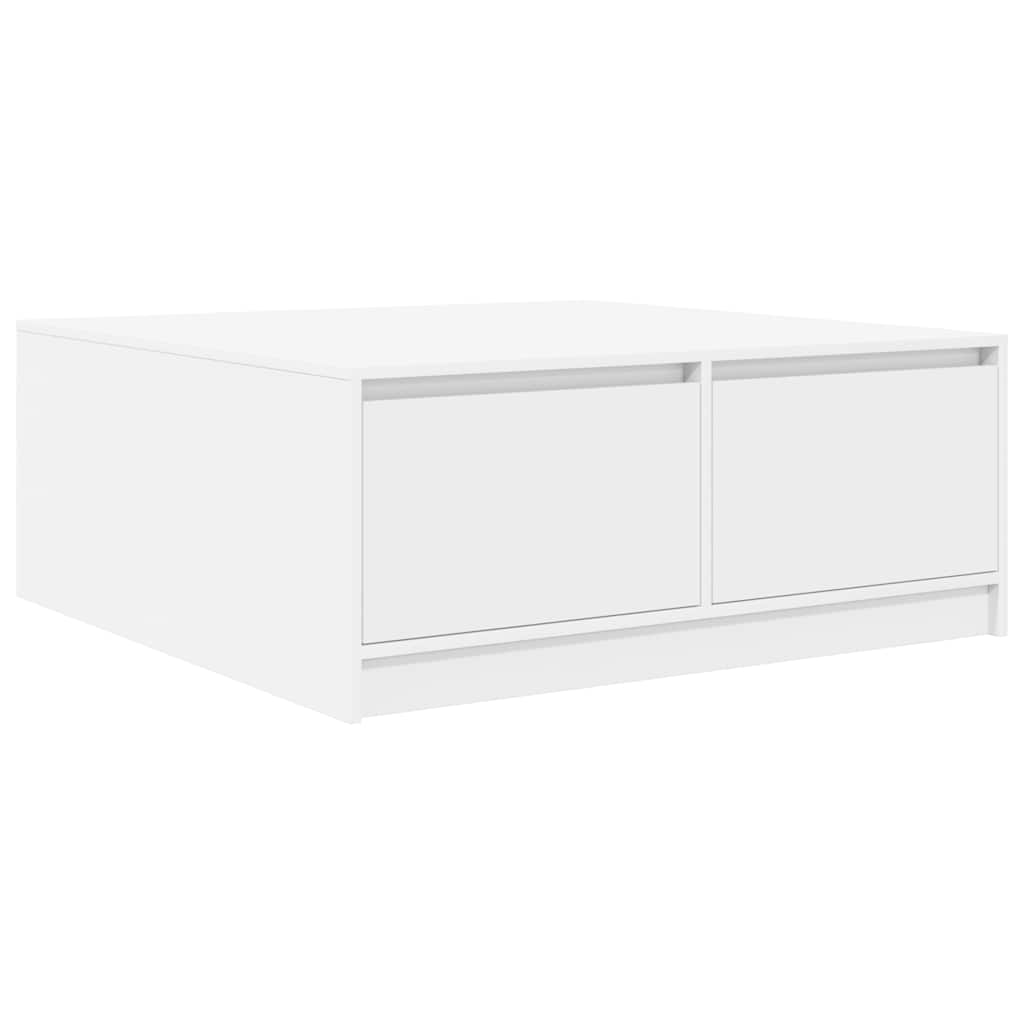Mesa de centro con cajones blanca 100x100x40 cm