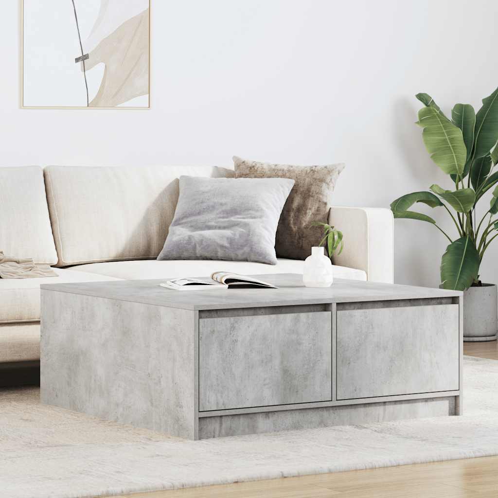 White coffee table with drawers 100x100x40 cm