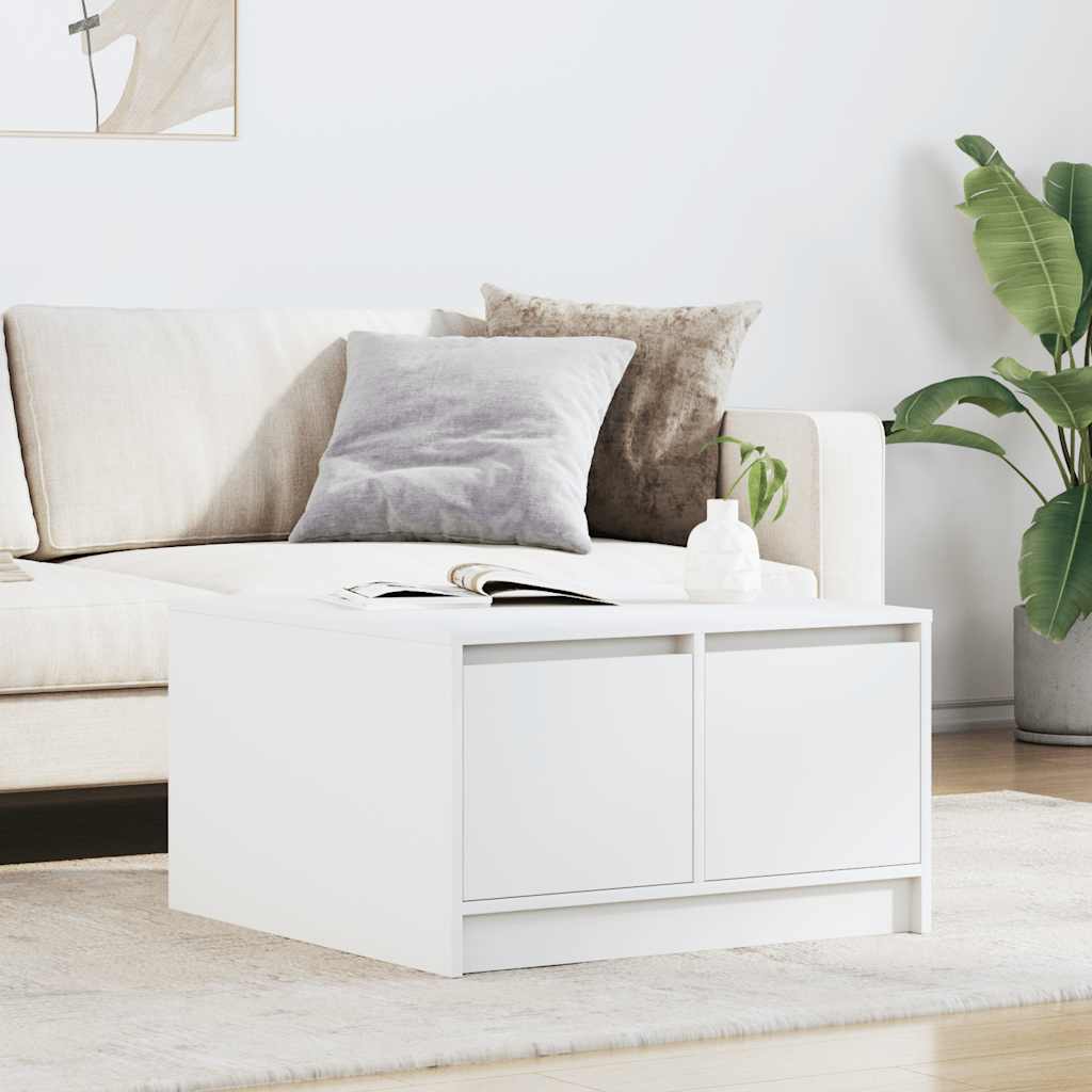 White coffee table with drawers 100x100x40 cm