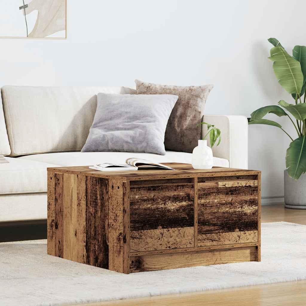 White coffee table with drawers 100x100x40 cm