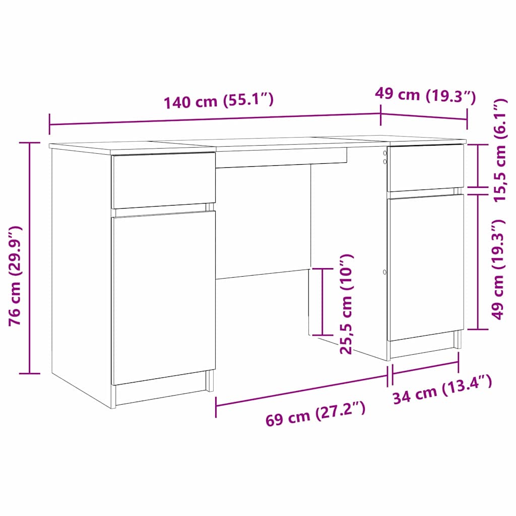 Escritorio Blanco 140 x 49 x 76 cm Madera contrachapada