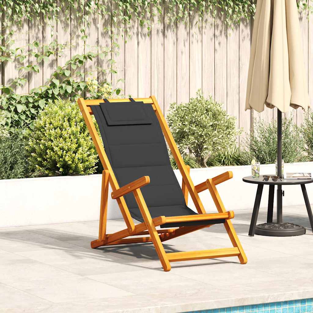 Silla de playa plegable con reposabrazos crema