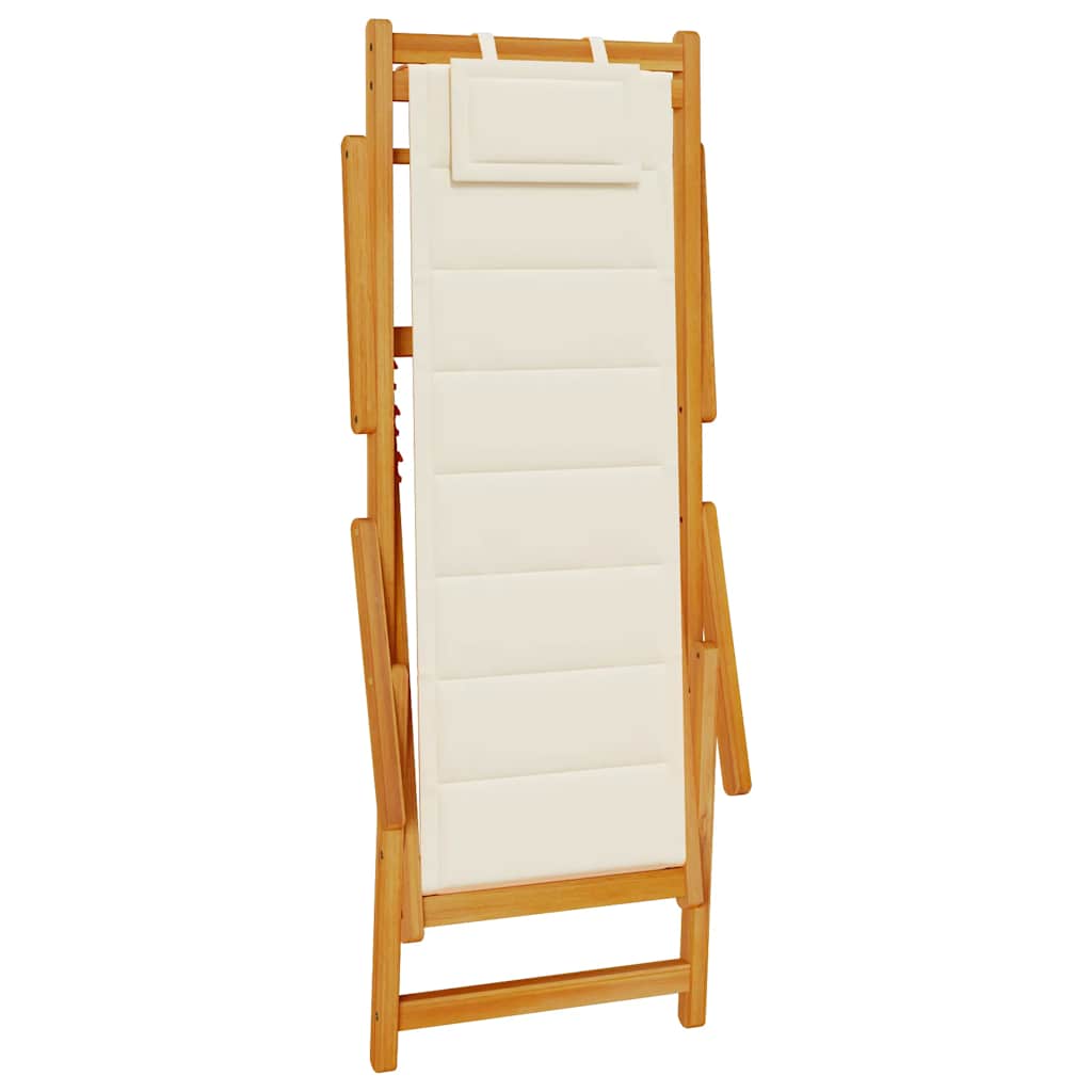 Silla de playa plegable con reposabrazos crema