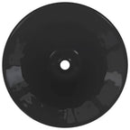 Lavabos 2 uds negro brillo Ø42x14 cm cerámica