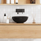 Lavabo Ø28x10 cm cerámica negro brillo
