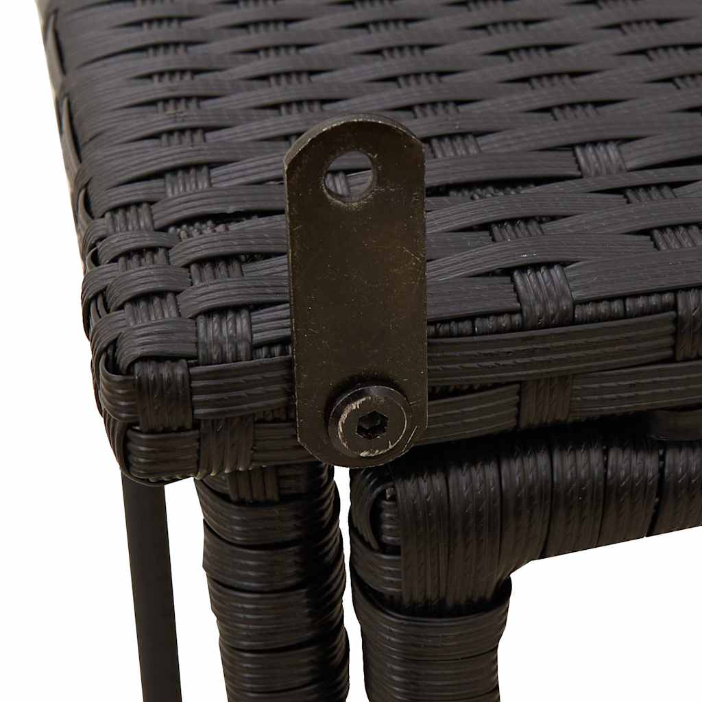 Mesa de jardín plegable de ratán sintético negra 90x51x75 cm