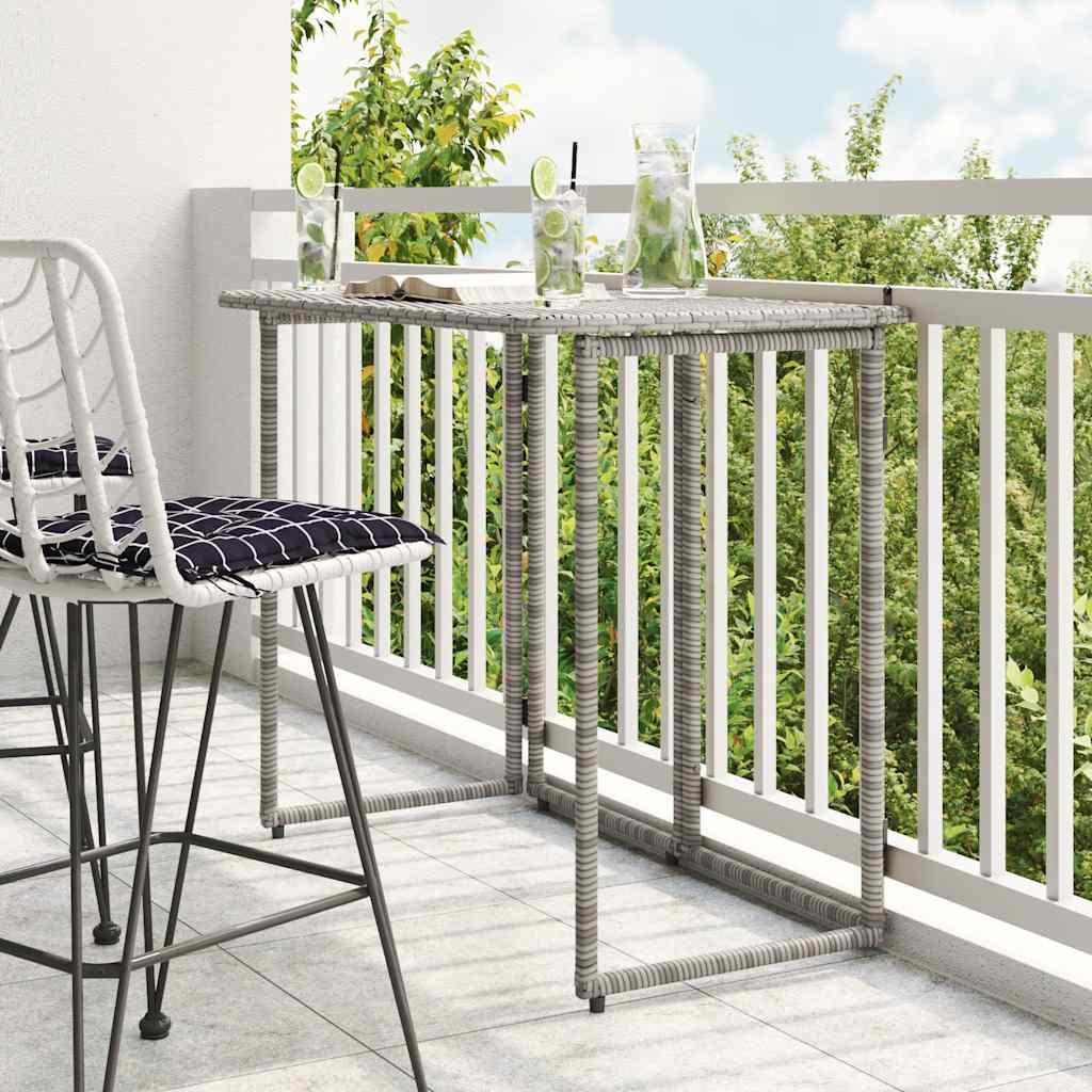 Mesa de jardín plegable de ratán sintético negra 90x51x75 cm
