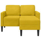 Sofá 2 plazas con chaise longue en forma L amarillo 125 cm