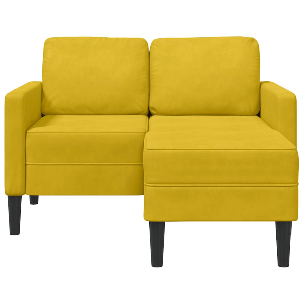 Sofá 2 plazas con chaise longue en forma L amarillo 125 cm
