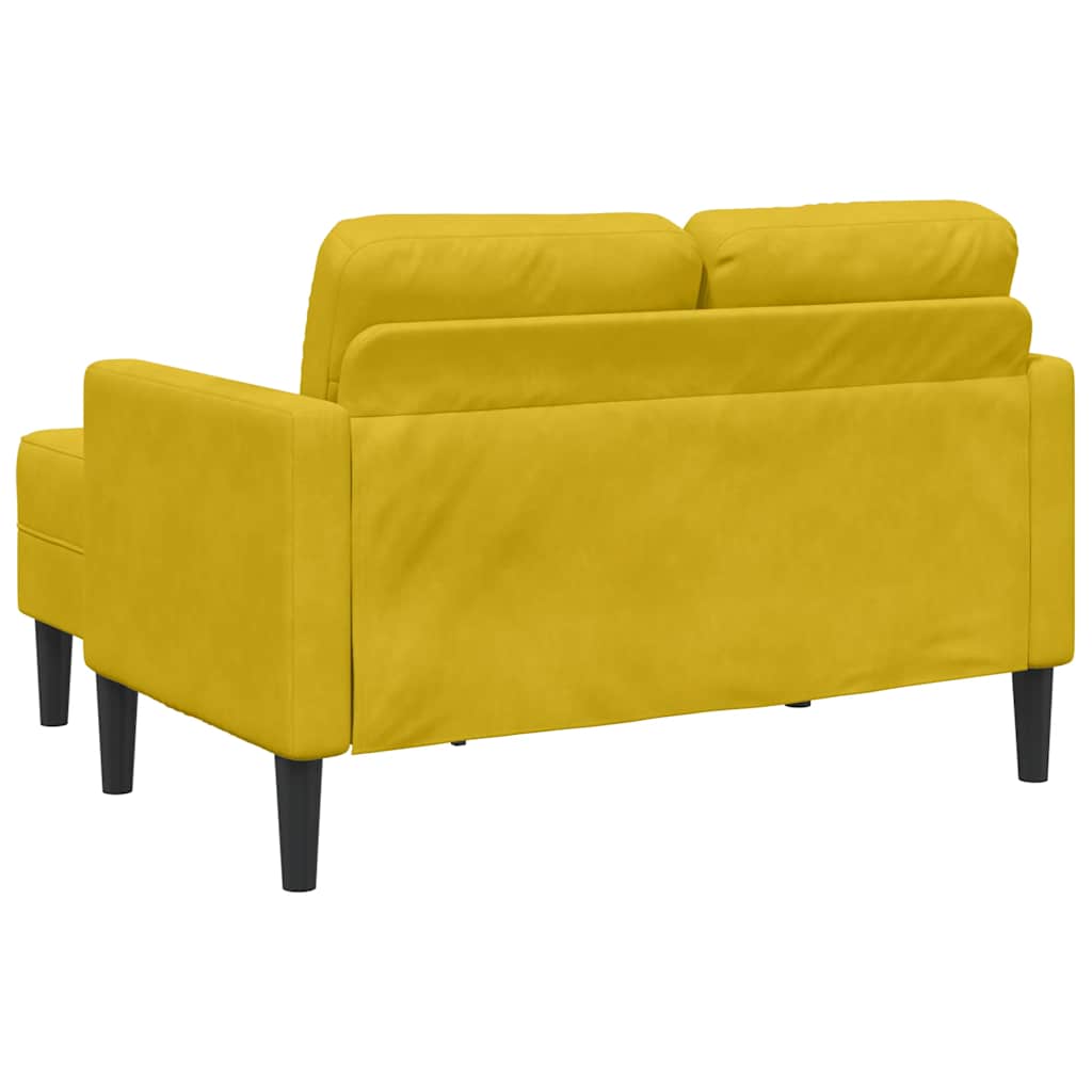Sofá 2 plazas con chaise longue en forma L amarillo 125 cm