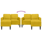 Sofá 2 plazas con chaise longue en forma L amarillo 125 cm