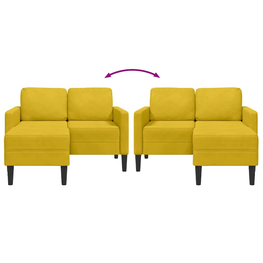Sofá 2 plazas con chaise longue en forma L amarillo 125 cm