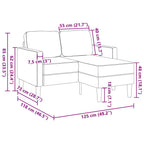 Sofá 2 plazas con chaise longue en forma L amarillo 125 cm