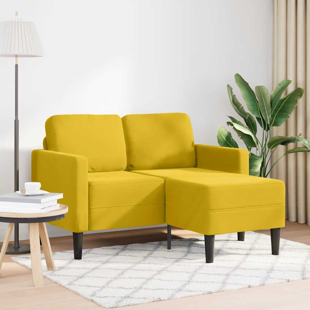 Sofá 2 plazas con chaise longue en forma L amarillo 125 cm