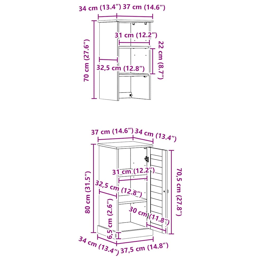 Juego de muebles de baño con estante VIGO 2 pcs y Antiguo