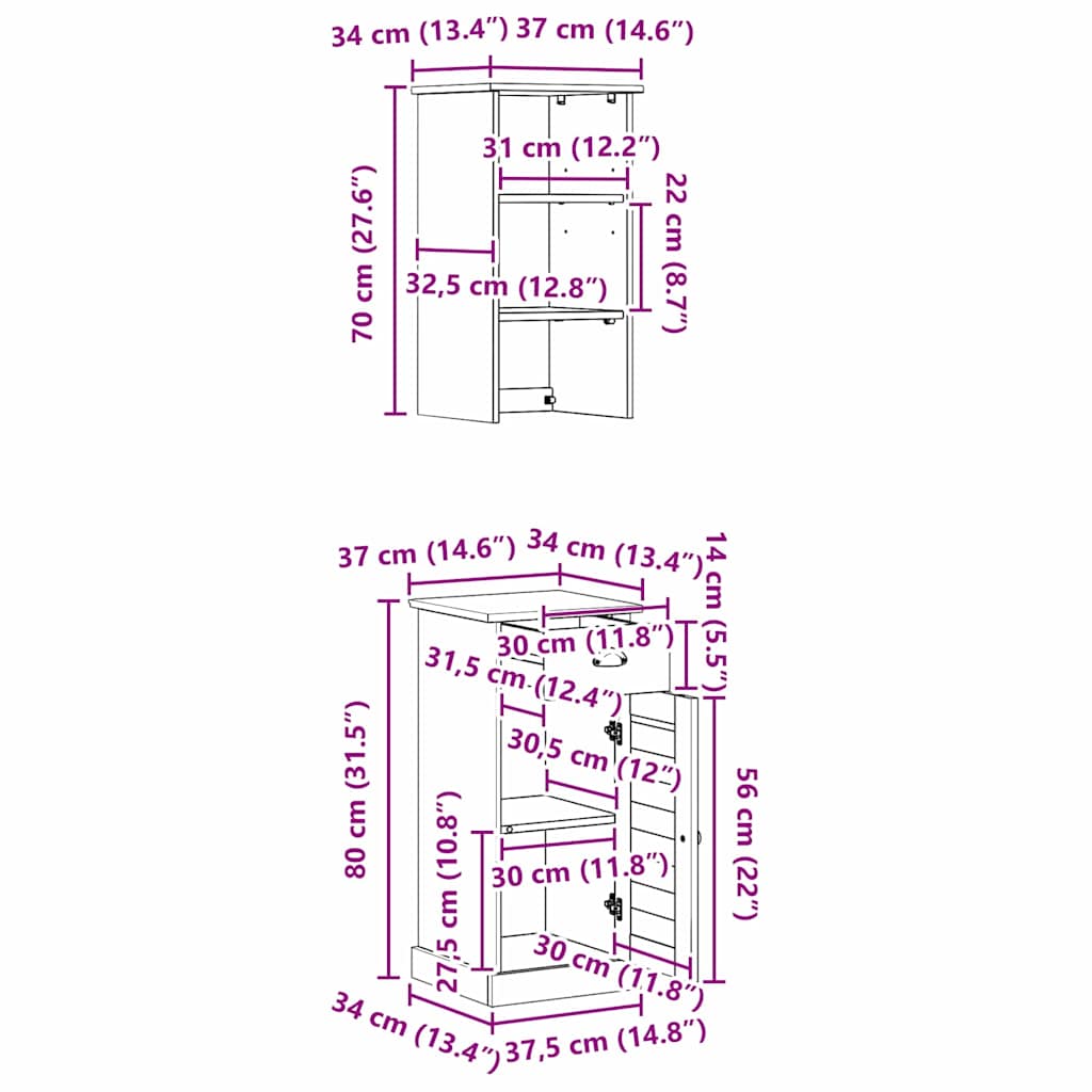 Juego de muebles de baño con cajón VIGO 2 pcs y Antiguo