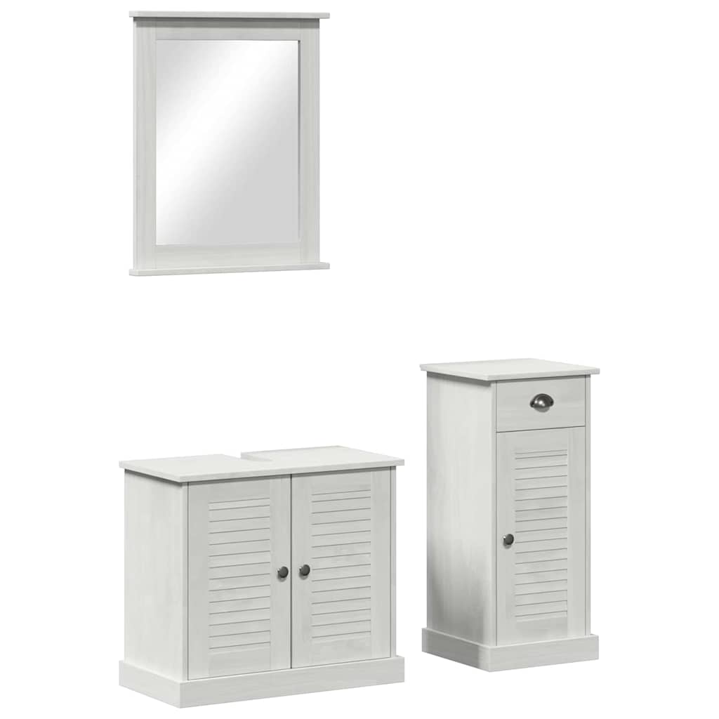 Juego de muebles de baño 3 pcs antiguo Madera de pino macizo