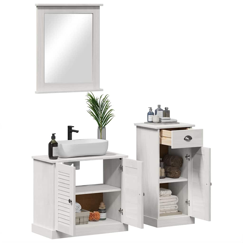 Juego de muebles de baño 3 pcs antiguo Madera de pino macizo
